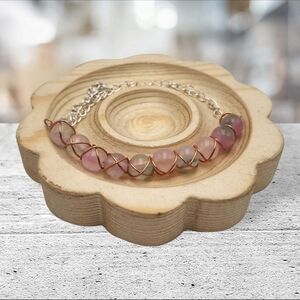 Handmade Wire-wrapped Elegant Pink Adjustable Beaded Bracelet